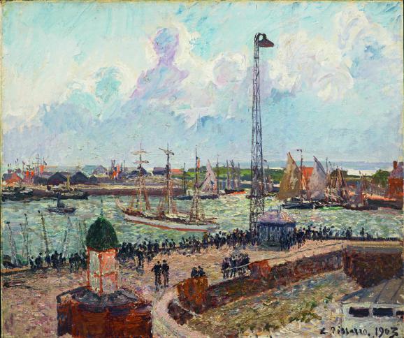 Camille Pissarro. L&rsquo;Anse des Pilotes et le brise-lames est, Le Havre, 1903. Huile sur toile ; 46 x 55 cm. Collection particuli&egrave;re.