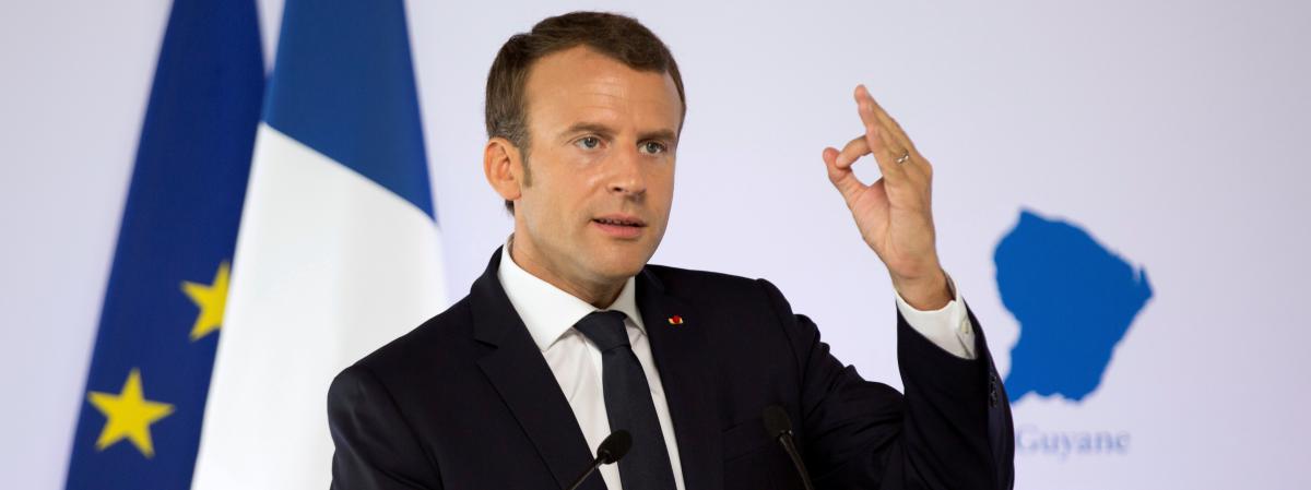 Emmanuel Macron, le 27 octobre 2017, lors d\'un déplacement à Cayenne, en Guyane.