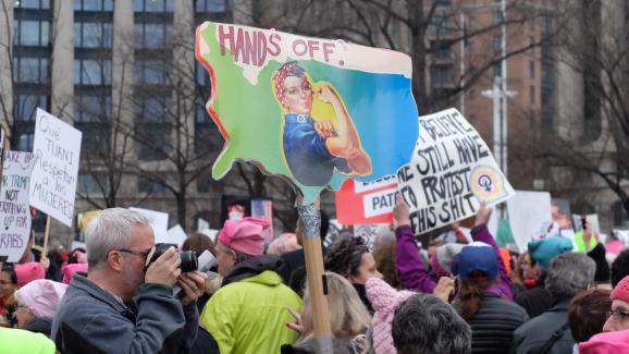 Pendant la \"Marche des femmes\" contre Donald Trump, à Washington D.C., samedi 21 janvier 2017.