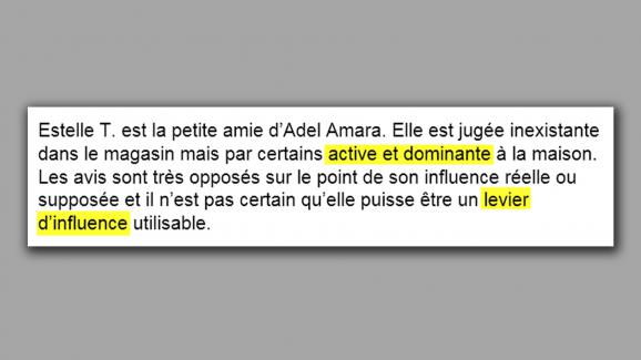 Dans ce rapport, Estelle T. est décrite comme \"active et dominante à la maison\".