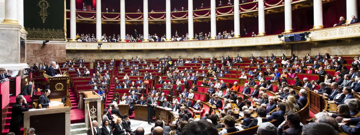 L\'hémicycle de l\'Assemblée nationale, le 14 mars 2018.