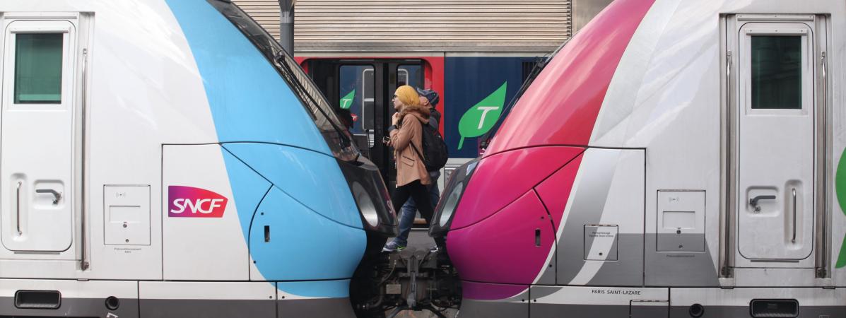 Des trains à la gare Saint-Lazare à Paris le 26 avril 2018.