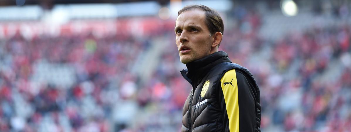 L\'Allemand Thomas Tuchel, le 8 avril&nbsp;2017, lors d\'un match du Borussia Dortmund à Munich.