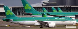 Des avions de la compagnie Aer Lingus à l\'aéroport de Dublin (Irlande), le 27 janvier 2015.