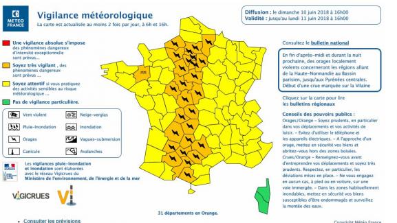 Intempéries : 30 Départements En Vigilance Orange Pour Les Orages, L ...