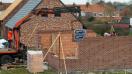 Chantier de construction d\'une maison à&nbsp;Godewaersvelde (Nord).