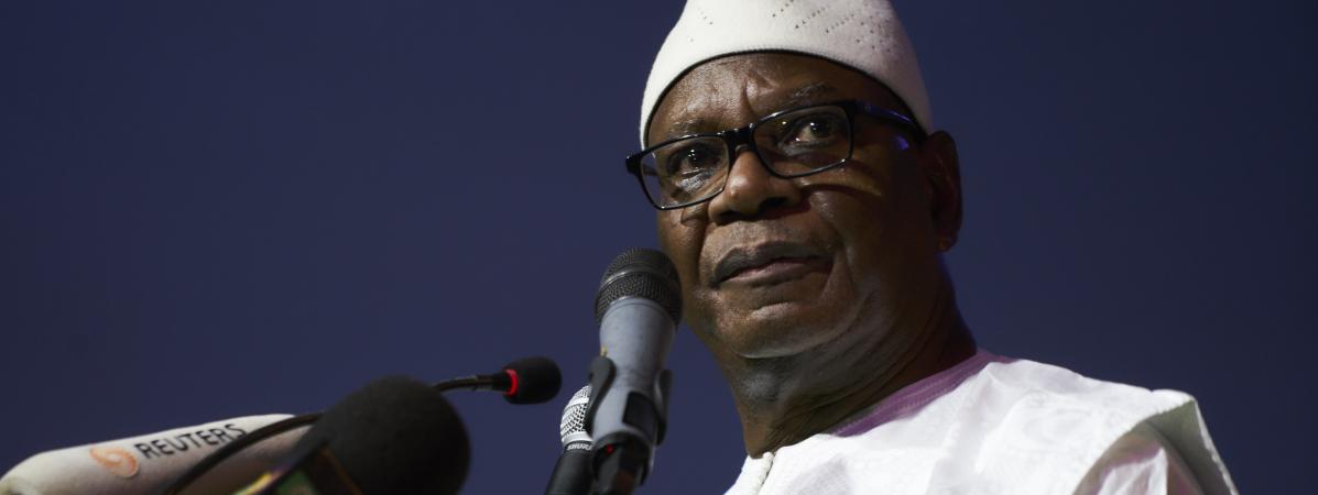 Le président du Mali, Ibrahim Boubacar Keïta, lors d\'un meeting à Bamako le 10 août 2018, à deux jours du second tour de l\'élection présidentielle.