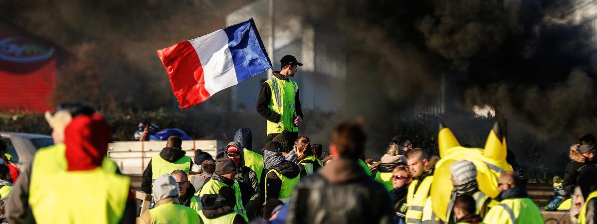 Des \"gilets jaunes\", le 18 novembre 2018, Ã  Caen (Calvados).&nbsp;