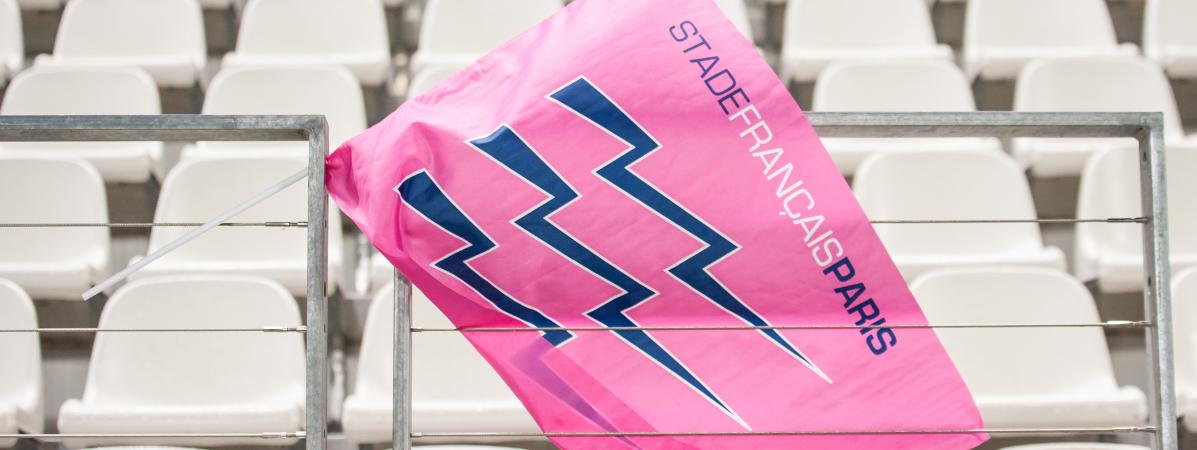 Le drapeau du club de rugby du Stade Français, au stade Jean Bouin, à Paris, le 8 décembre 2017.