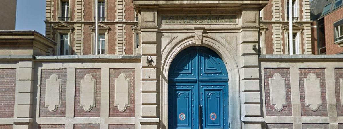 Vue Google Street View de la porte de la Banque de France, à Rouen (Seine-Maritime), en 2017. 