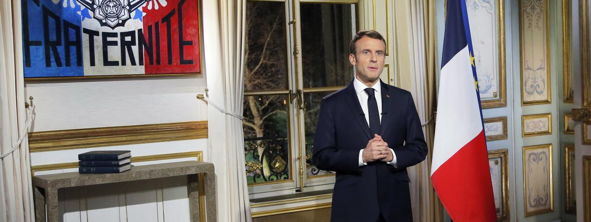 Emmanuel Macron lors de ses vœux aux Français, le 31 décembre 2018.