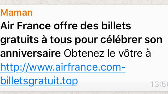 Le Vrai Du Faux Non Maman Air France Ne Propose Pas Des Billets Gratuits Sur Whatsapp