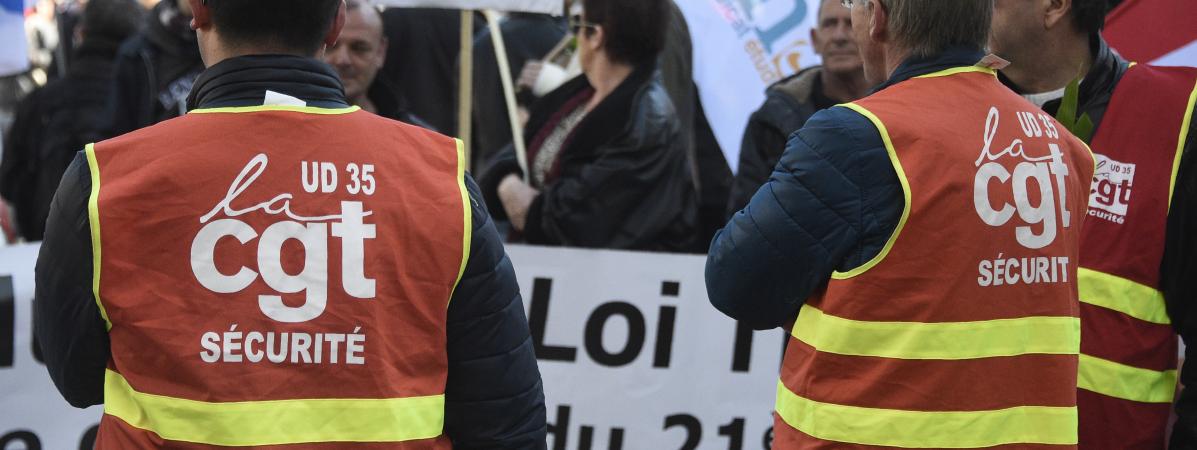 Lors de la manifestation du 1er-Mai, en 2016, Ã  Rennes (France).