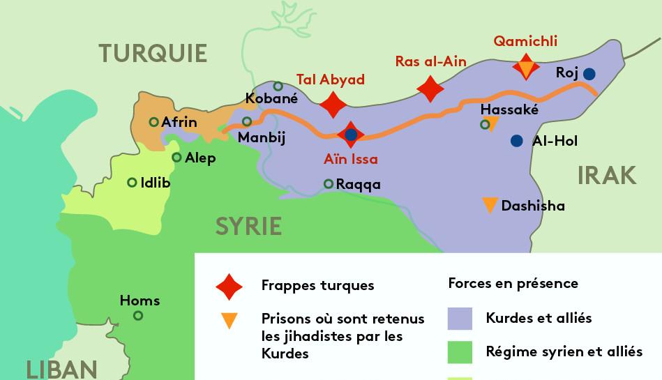 Carte Forces En Presence Zone Tampon Camps De Familles Jihadistes On Vous Explique L Offensive Turque En Syrie