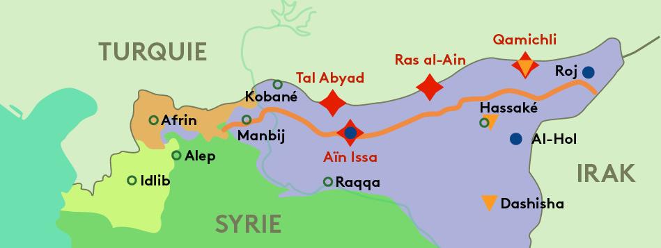 carte du monde syrie CARTE. Forces en présence, zone tampon, camps de familles 