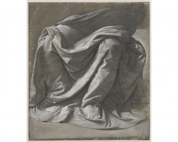 Léonard de Vinci, \"Draperie Saint-Morys. Figure assise\", vers 1475-1482. Paris, musée du Louvre, département des Arts graphiques