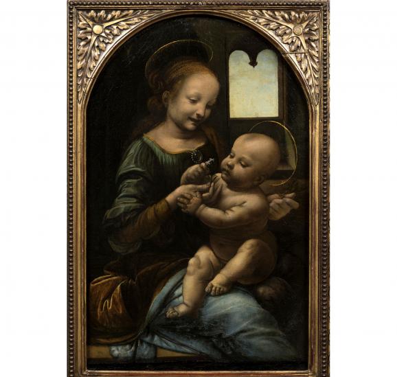 Léonard de Vinci, \"Vierge à l’Enfant\", dite \"Madone Benois\", vers 1480-1482. Saint-Pétersbourg, musée de l’Ermitage