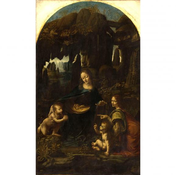 Léonard de Vinci, \"Vierge à l’Enfant avec saint Jean Baptiste et un ange\", dite \"La Vierge aux rochers\", vers 1483-1494. &nbsp;Paris, musée du Louvre,département des Peintures