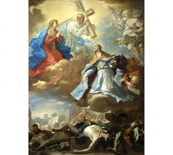 Luca Giordano, \"Saint Janvier intercédant pour la cessation de la peste de 1656\" (San Gennaro che intercede per la cessazione della peste del 1656), 1660, Musée de Capodimonte, Naples, Italie