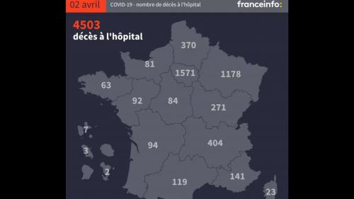 INFOGRAPHIES. Coronavirus : 59 105 cas confirmés, 4 503 morts à l'hôpital, découvrez l'évolution de l'épidémie en France en quatre cartes animées