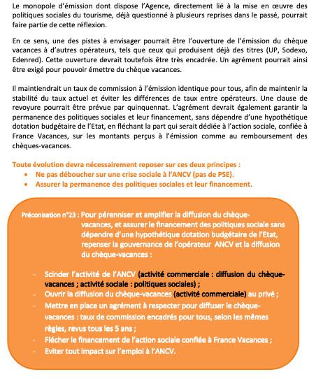 Extrait du rapport de la députée Pascale Fontenel-Personne, à propos de l\'ANCV.