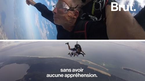 VIDEO. À 82 ans, on n'est pas trop vieille pour un saut en parachute !