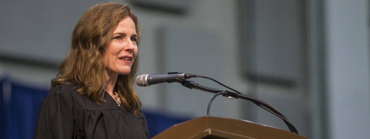 La juge Amy Coney Barrett à l'Université de Notre Dame à South Bend, Indiana (États-Unis) le 19 mai 2018.