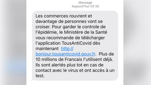 Covid-19 : le gouvernement envoie des SMS aux Français pour les inciter à télécharger l'application TousAntiCovid