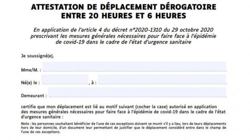 Couvre-feu : voici la nouvelle attestation obligatoire à partir de ce soir