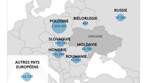 CARTE. Guerre en Ukraine : dans quels pays se sont réfugiés les plus de 2 millions de civils ukrainiens qui ont quitté le pays ?