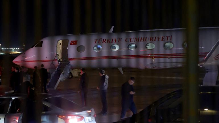 A plane carrying Ukrainian negotiators in Istanbul, Turkey, March 28, 2022.