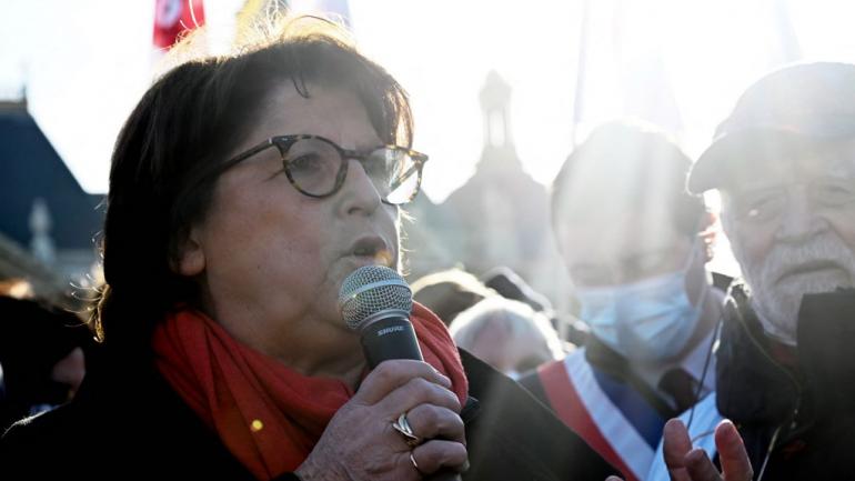 La maire socialiste Martine Aubry&nbsp;lors d\'une manifestation à Lille&nbsp;(Nord), le 5 février 2022.