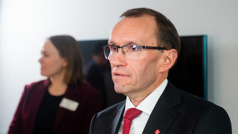 Le ministre norvégien Espen Barth Eide au ministère du Climat et de l\'Environnement à Oslo (Norvège), le 14 octobre 2021.