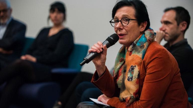 The president of the Telethon, Laurence Tiennot-Herment, during a press conference in Paris, December 3, 2018.