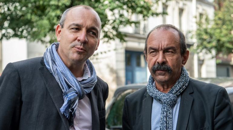 Le chef de file de la CFDT, Laurent Berger, (gauche) et le secrétaire général de la CGT, Philippe Martinez, à Paris, le 29 septembre 2021.