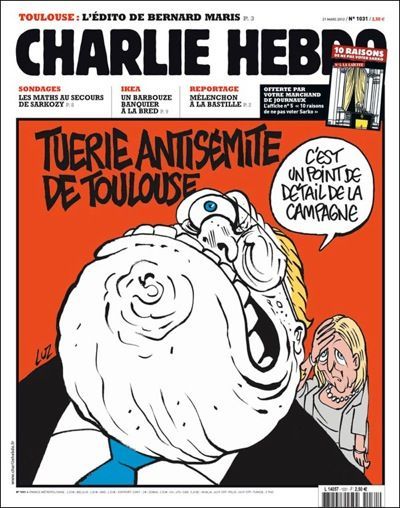 L'attentat de Mohammed Merah en 2012 en pleine campagne pour la présidentielle à la une de "Charlie Hebdo" sous la plume de Luz. (CHARLIE HEBDO)