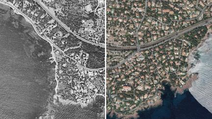 La ville de Saint-Raphaël dans le Var en 1955 et en 2017. (IGN)