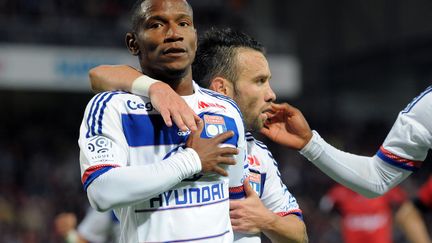 A Guingamp, Claudio Beauvue a marqué son premier but avec Lyon. (FRED TANNEAU / AFP)