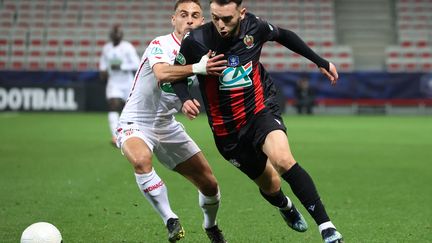 Amine Gouiri face à Monaco en Coupe de France (VALERY HACHE / AFP)