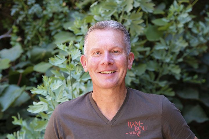 Rodolphe Bourdin, directeur technique de la Bambouseraie en Cévennes, à Générargues (Gard).&nbsp; (ISABELLE MORAND / DIDIER HIRSCH / RADIO FRANCE / FRANCE INFO)