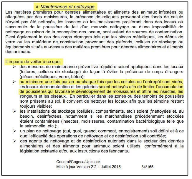 Extract from the European Guide to Good Hygiene Practice, page 34, July 2015 (COCERAL / COGECA / UNISTOCK)