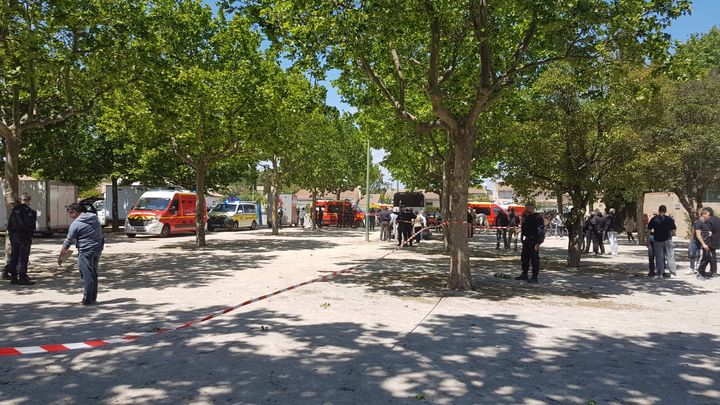 Intervention des pompiers,&nbsp;près de l'arène de Vergèze (Gard), le 12 mai 2019. (SDIS 30)