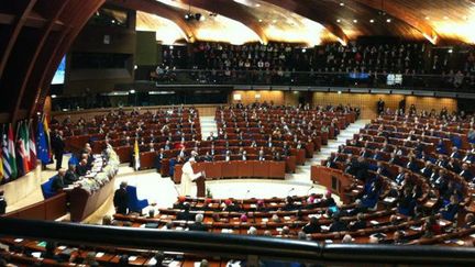 &nbsp; (Le pape François devant le Conseil de l'Europe © RADIO FRANCE/Anaïs Feuga)