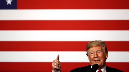 Le président américain Donald Trump lors d'un discours à Kansas City, dans l'Etat du Missouri (Etats-Unis), le 7 décembre 2018. (JAMIE SQUIRE / AFP)