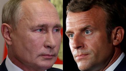 Vladimir Poutine, président de la Russie et Emmanuel Macron, président de la République française. (AFP)