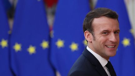 Le président de la République Emmanuel Macron au conseil européen à Bruxelles (Belgique), le 20 février 2020. (ARIS OIKONOMOU / AFP)