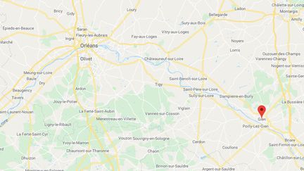 Les gendarmes ont arrêté six personnes,&nbsp;âgés de 21 à 35 ans, lundi 4 mars 2019, à Gien (Loiret). (CAPTURE ECRAN GOOGLE MAPS)