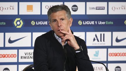 Claude Puel dénonce un "passage en force" au sujet de la Ligue 1 à 18, vendredi 30 avril en conférence de presse. (JEAN CATUFFE / JEAN CATUFFE)