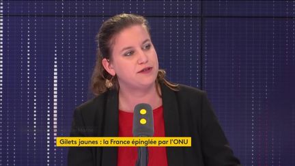 Mathilde Panot, députée LFI du Val-de-Marne, le 6 mars 2019 sur franceinfo. (FRANCEINFO / RADIOFRANCE)