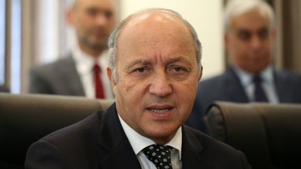 Laurent Fabius, le 24 ao&ucirc;t 2013 &agrave;&nbsp;Ramallah (Cisjordanie). (FADI AROURI / AFP)